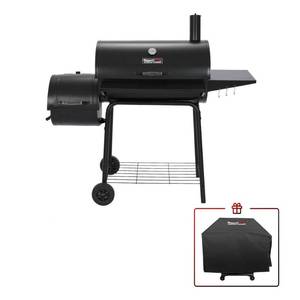 lot 19140 image: Royal Gourmet Pro 30 Charcoal Grill with Cover and Offset Smoker CC1830SC Black