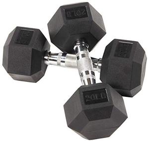 lot 19150 image: Sporzon Rubber Encased Hex Dumbbell, Pair, Black