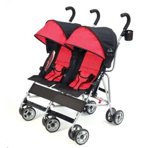 lot 19164 image: Kolcraft Cloud Double Stroller, Two-Tone Red
