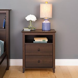 lot 19197 image: Prepac Yaletown 2 Drawer Tall Nightstand, Espresso