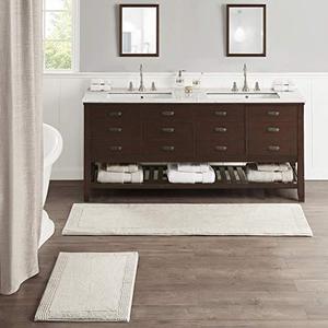 lot 19207 image: MADISON PARK SIGNATURE Splendor Reversible 100% Cotton Tufted Bathroom Rug-3000 GSM Hotel Quality Luxurious Plush High Pile Bath Mat Absorbent, Quick Dry, Shower Room D�cor, 24 x 72, Taupe