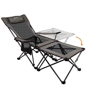 lot 19223 image: XGEAR 2 in 1 Folding Camping Chair Portable Lounge Chair with Detachable Table for Camping Fishing Beach and Picnics (Grey)