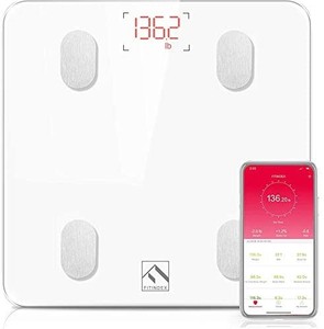 lot 19232 image: FITINDEX Bluetooth Body Fat Scale, Smart Wireless BMI Bathroom Weight Scale Body Composition Monitor Health Analyzer with Smartphone App for Body Weight, Fat, Water, BMI, BMR, Muscle Mass - White