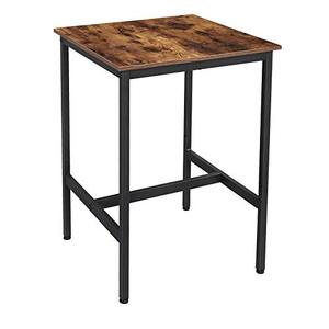 lot 19240 image: VASAGLE ALINRU Bar Table, Pub Dining Height Table, Steel Frame, Standing Computer Desk, Easy Assembly, for Living Room or Kitchen, Industrial, 23.6 x 23.6 x 35.4 Inches, Rustic Brown and Black ULBT25X