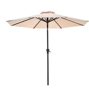 lot 19251 image: Bluu Patio Umbrella 9 Ft Outdoor Table Market Umbrellas with Push Button Tilt and Crank, 8 Ribs (Beige)