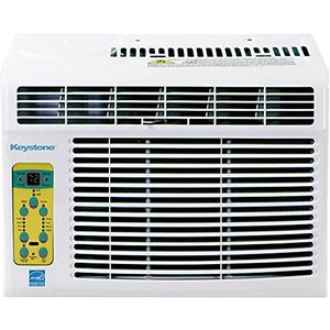 lot 19256 image: Keystone LCD 8,000 BTU Window Mounted Air Conditioner Star  Follow Me Remote Control  Energy Saver Sleep Mode  Timer  Auto-Restart  AC for Rooms up to 350 Sq. Ft  KSTAW08CE, 8000, White. Tested and functional.