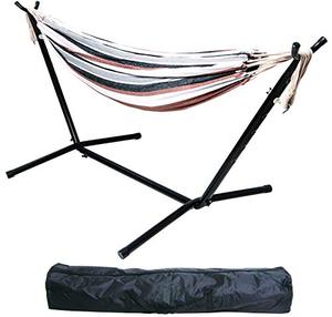 lot 19282 image: BalanceFrom Double Hammock with Space Saving Steel Stand and Portable Carrying Case, 450-Pound Capacity