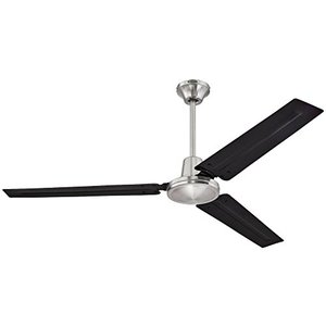 lot 19330 image: Westinghouse Lighting 7800300 Jax Modern Industrial Style Ceiling Fan and Wall Control, 56-Inch, Brushed Nickel Black Blades