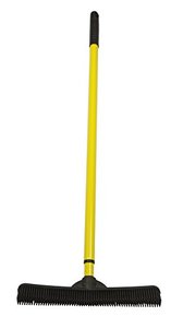 lot 19333 image: FURemover Broom SW-250I-AMZ-6, Pet Hair Removal Tool with Squeegee & Telescoping Handle That Extends from 3 - 5, Black & Yellow