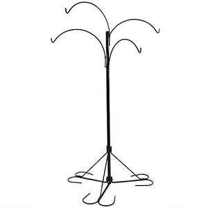 lot 19365 image: Sunnydaze 4-Arm Hanging Basket Plant Stand with Adjustable Arms, IndoorOutdoor Flower Hanger, 84 Inch Tall