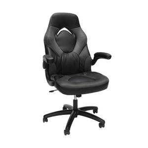 lot 19368 image: OFM Essentials Collection Racing Style Bonded Leather Gaming Chair, in Gray (ESS-3085-GRY)