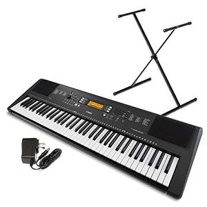 lot 19387 image: YAMAHA PSR-EW300 SA 76-Key Portable Keyboard Bundle with Stand and Power Supply
