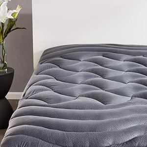 lot 19395 image: SLEEP ZONE Premium Mattress Pad Cover Cooling Overfilled Fluffy Soft Topper Zone Design Upto 21 inch Deep Pocket with Elastic Skirt, Grey, Full