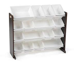 lot 19399 image: Humble Crew Extra-Large Toy Organizer, 16 Storage Bins, EspressoWhite