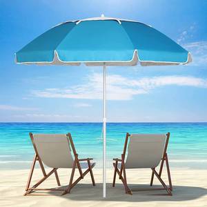 lot 19433 image: Beach Umbrella, 6.5ft Portable Beach Umbrella with Sand Anchor & Tilt Aluminum Pole, UV 50 Sun Shelter