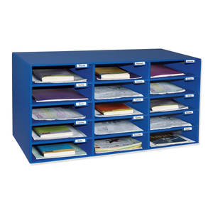 lot 19456 image: Pacon Classroom Keepers 15-Slot Mailbox, Blue, 12.88 x 31.5 x 16.38
