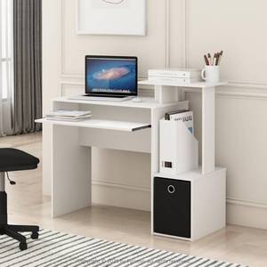 lot 19490 image: Furinno Econ Multipurpose Home Office Computer Writing Desk wBin, WhiteBlack