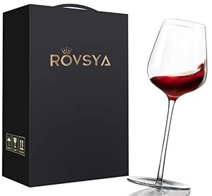 lot 19510 image: ROVSYA Crystal Red Wine Glasses Set of 2, Funny Rotatable Hand Made Wine Glasses for Aerating and Tasting-Made of Lead Free Finest Crystal, 17 OZ, A Perfect Gift for Fathers Day, Anniversary