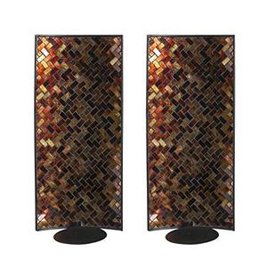lot 19512 image: Whole Housewares Decorative Metal Wall Candle Sconce - Mosaic Glass Set of 2 Pack (Antumn Leaves)