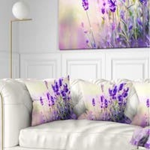 lot 19513 image: Designart Purple Lavender Field Floral Photography Throw Pillow