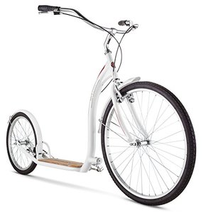lot 19521 image: Schwinn Shuffle Adult Scooter, 26-Inch Front Wheel, 20-Inch Rear Wheel, Alloy Linear Pull Brakes, Steel Frame, White