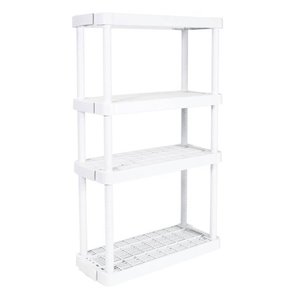 lot 3946 image: Gracious Living 4 Shelf Tier Light Duty Indoor and Garage Storage Shelf, White