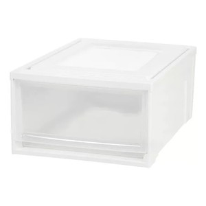lot 3951 image: IRIS Stacking Plastic Storage Drawer White