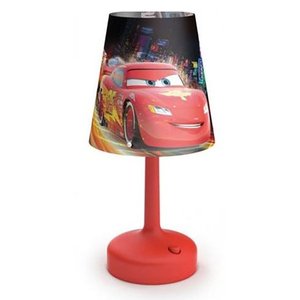 lot 3962 image: Philips Disney Cars Indoor Portable 10 Inch Kids Table Lamp with Shade, Red