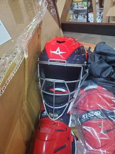 lot 4004 image: All Star Youth System7 Axis USA Pro Catchers Helmet And Shin Guards