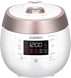 lot 4005 image: Cuckoo CRP-RT0609FW 6 cup Twin Pressure Plate Rice Cooker & Warmer with High Heat, GABA, Mixed, Scorched, Turbo, Porridge, Baby Food, Steam (HiNon Press.) and more, Made in Korea (White)