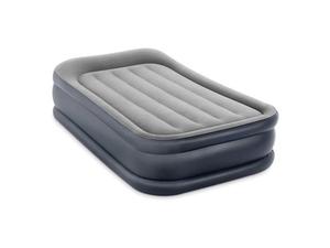 lot 4024 image: Intex Dura Beam Deluxe Pillow Raised Airbed Mattress with Built In Pump, Twin