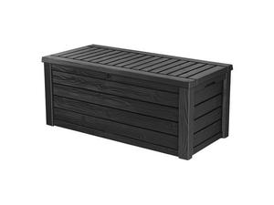 lot 4050 image: Keter Westwood Deck Storage Box for Yard Tools, 150 Gallon, Dark Grey (Open Box)