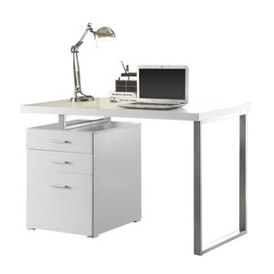 lot 4051 image: Coaster Home Furnishings Modern Contemporary Office Desk with File Cabinet - White
