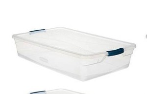 lot 4060 image: Rubbermaid 41 Qt. Cleverstore Latching Stackable Storage Tote, Clear