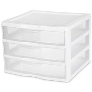 lot 4070 image: Sterilite Wide 3 Drawer Unit- White, Set of 3