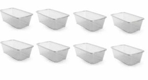 lot 4080 image: Life Story 6Q Rectangular Clear Plastic Protective Storage Shoe Box (8 Pack)