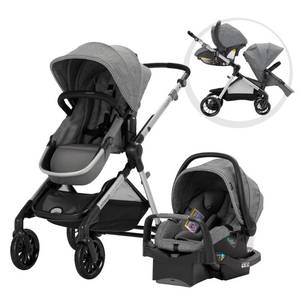 lot 4110 image: Evenflo Pivot Xpand Modular Travel System with Safemax Infant Car Seat-Percheron
