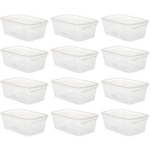lot 4128 image: RubberMaid - Latching Plastic Storage Tote Container & Lid (12 Pack)