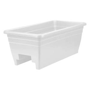 lot 4141 image: HC Companies heavy duty 24-Inch Width Akro Deck Rail Box Planter, White w plugs