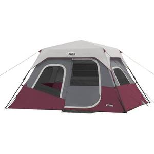 lot 4155 image: CORE Instant Cabin 11 x 9 Foot 6 Person Cabin Tent with Air Vents and Loft, Red
