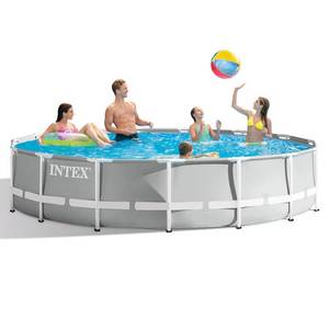 lot 4172 image: Intex - 15-foot x 42-inch Prism Frame Above Ground Swimming Pool Set with Filter - Gray
