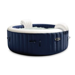 lot 4190 image: Intex - PureSpa Plus 6 Person Portable Inflatable Hot Tub Jet Spa - Navy