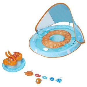 lot 4247 image: SwimWays Baby Spring Float Activity Center with Canopy, BlueOrange Lobster