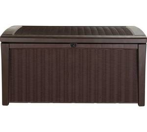 lot 4279 image: Brown Keter Rattan Effect Large Garden Storage Box
