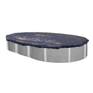 lot 4397 image: Swimline 15x30 Ft. Heavy Duty Oval Above Ground Winter Swimming Pool Cover, Blue