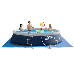 lot 4411 image: Intex - Easy Set Inflatable Above Ground Swimming Pool w Pump