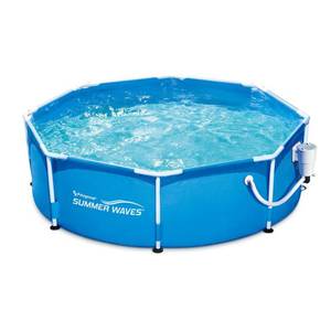 lot 4465 image: Summer Waves - 8ft x 30in Round Frame Above Ground Pool w Pump