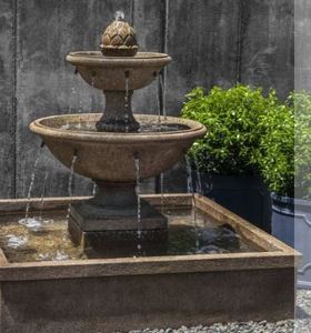 lot 24455 image: FACTORY SEALED FOUNTAIN Campania International FT-289-EM La Mirande English Moss & Aged Limestone Fountain RETAILS $4,855.00