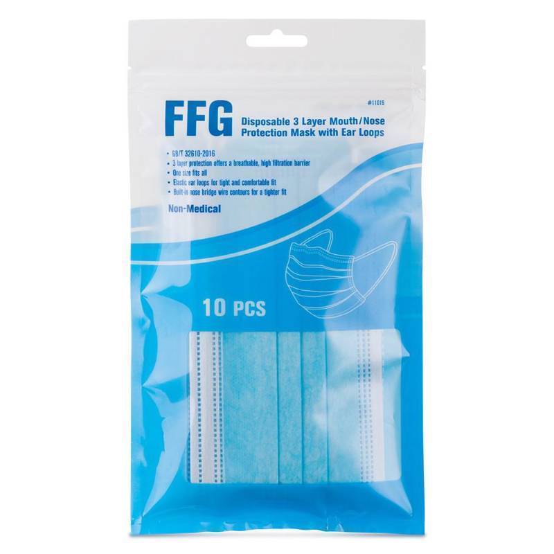 lot 90035 image: FFG 3-Ply Disposable Face Mask (Resealable 10-Pack)