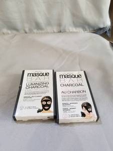 lot 17240 image: Lot of 2 Masque Bar Luminizing Charcoal Peel Off Mask - 3 Masks